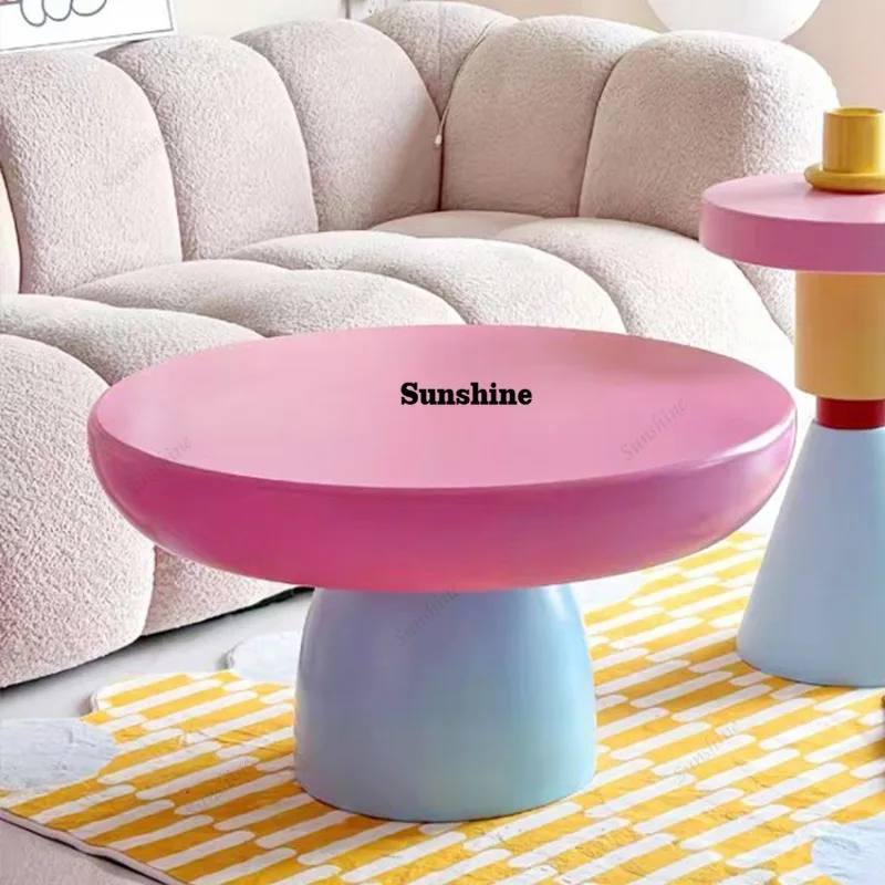 Unique Table Accessories - Mesa de Centro Redonda de Chão,